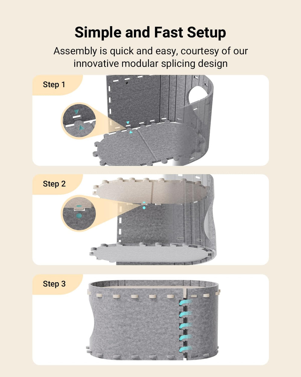 DownyPaws PeekaPurr easy-assembly design folds flat for storage