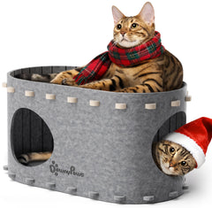 DownyPaws PeekaPurr cat bed cave two-in-one for naps and playtime