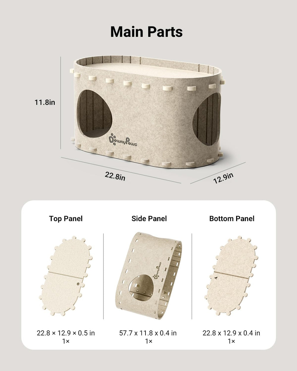 DownyPaws PeekaPurr light gray color option complements interiors and offers cozy sanctuary.