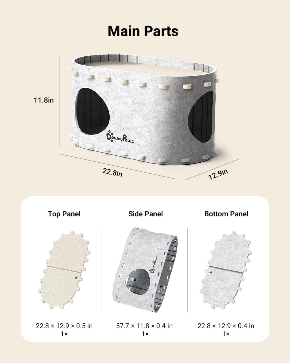 DownyPaws PeekaPurr modern design; blends with light gray or cream interior.