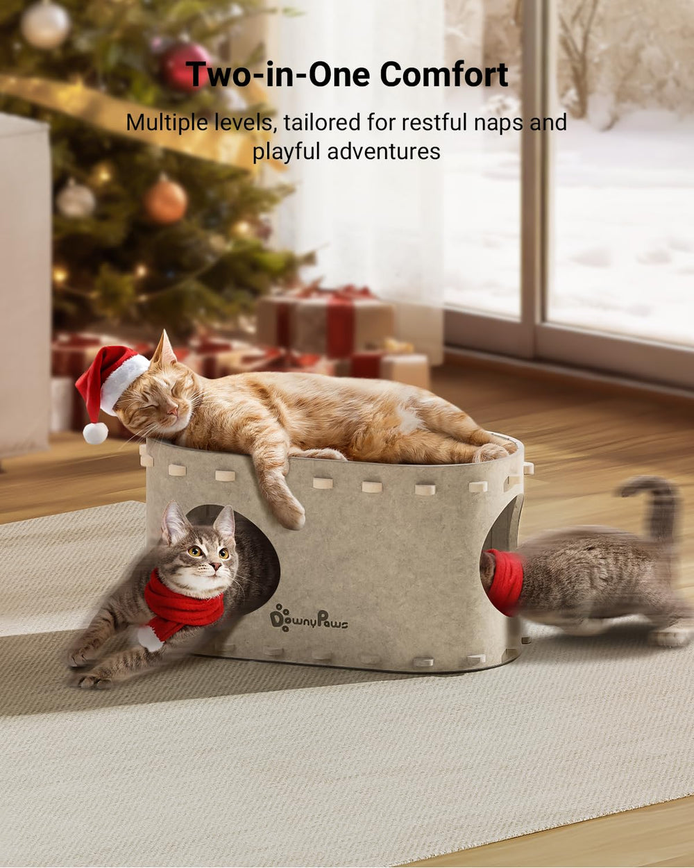 DownyPaws PeekaPurr multi-level design ideal for two or more cats with separate turf.