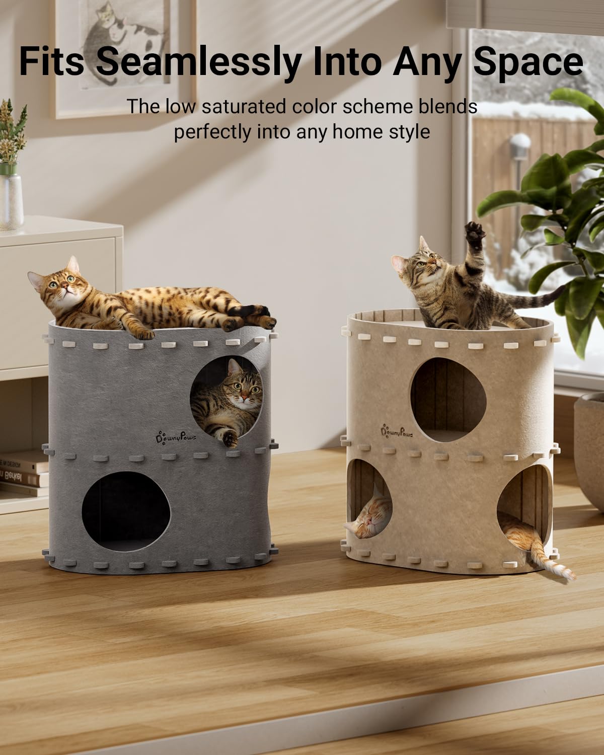 DownyPaws space-saving cat cave design frees floor space