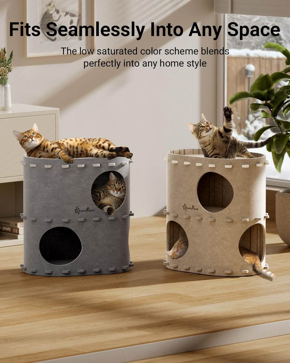 DownyPaws space-saving cat cave design frees floor space