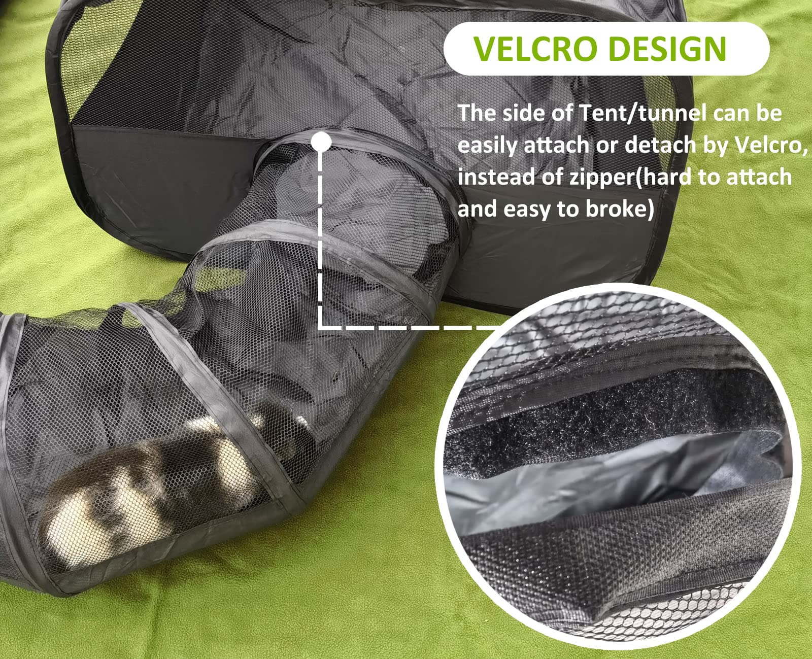 DOZZOPET guinea pigs playpen tunnel attachment demonstrates versatile tunnel use for exploration.