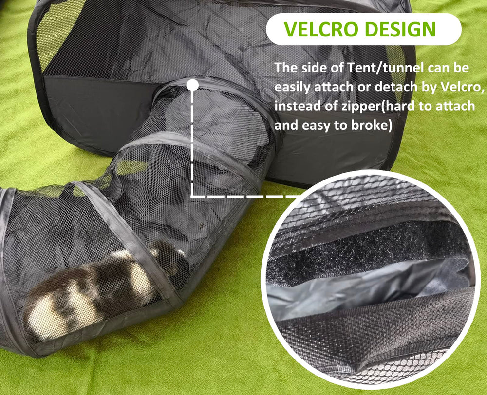 DOZZOPET guinea pigs playpen tunnel attachment demonstrates versatile tunnel use for exploration.