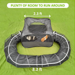 DOZZOPET travel-friendly playpen folds compactly with storage bag for outdoor adventures.