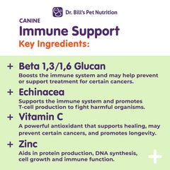 Dr. Bill’s Canine Immune Support beta glucan powder closeup for immune support