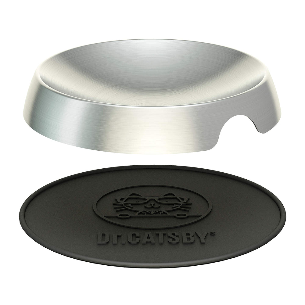 Dr. Catsby Food Bowl stainless steel construction is durable and easy to wipe.