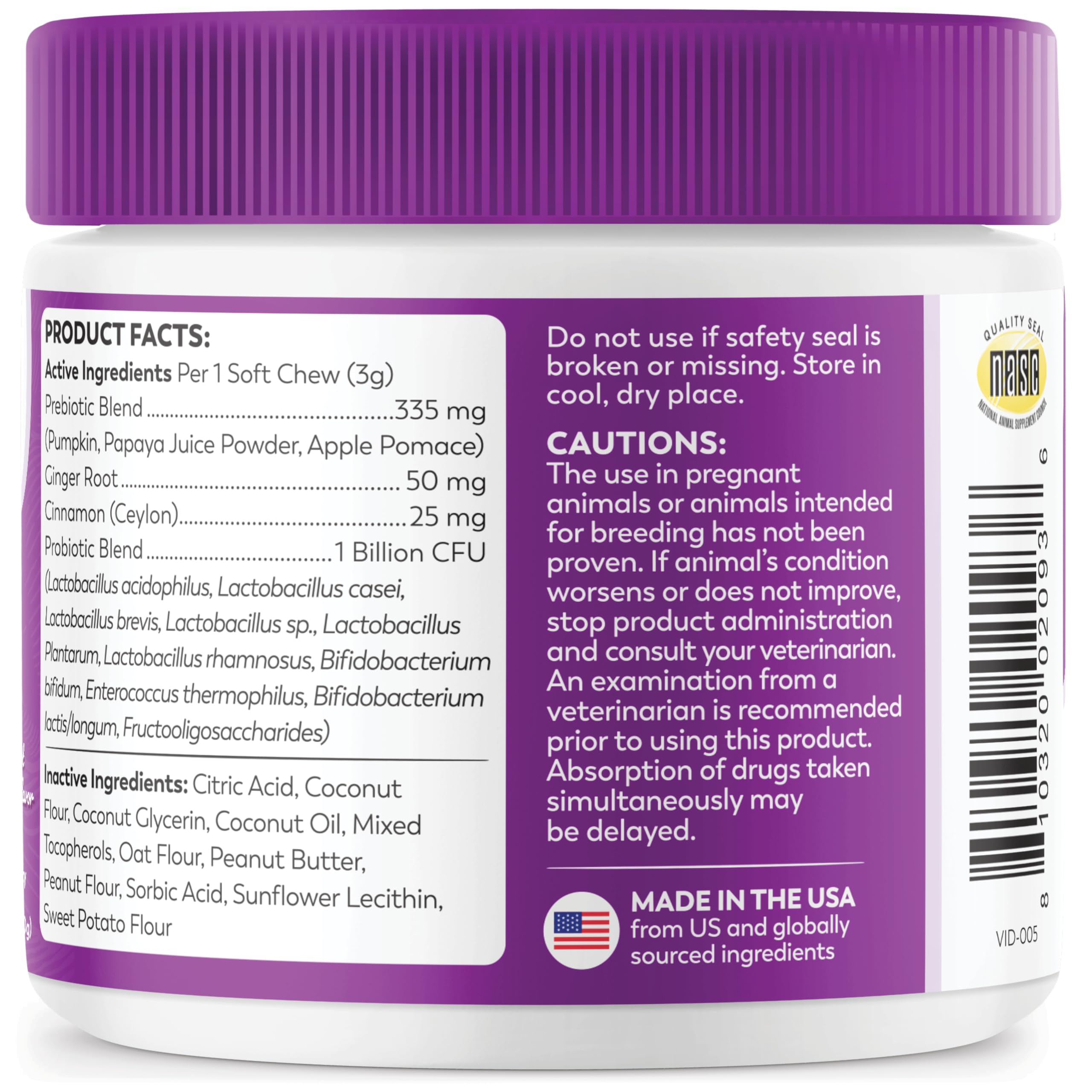 Dr. Harvey's Digestive Probiotic Soft Chews displayed in a dog bowl for daily care.