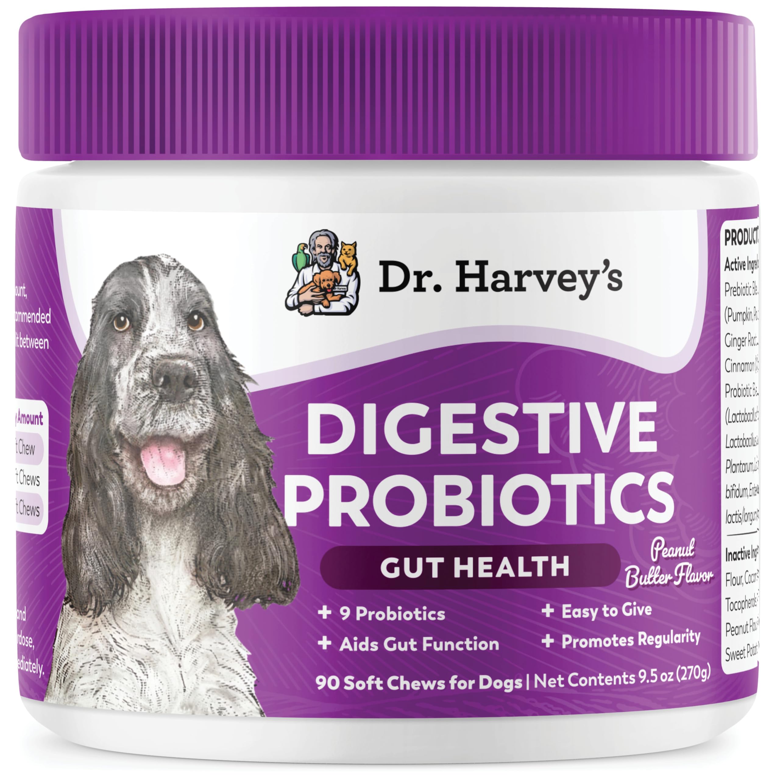 Dr. Harvey's Digestive Probiotic Soft Chews dog treats promote gut health.