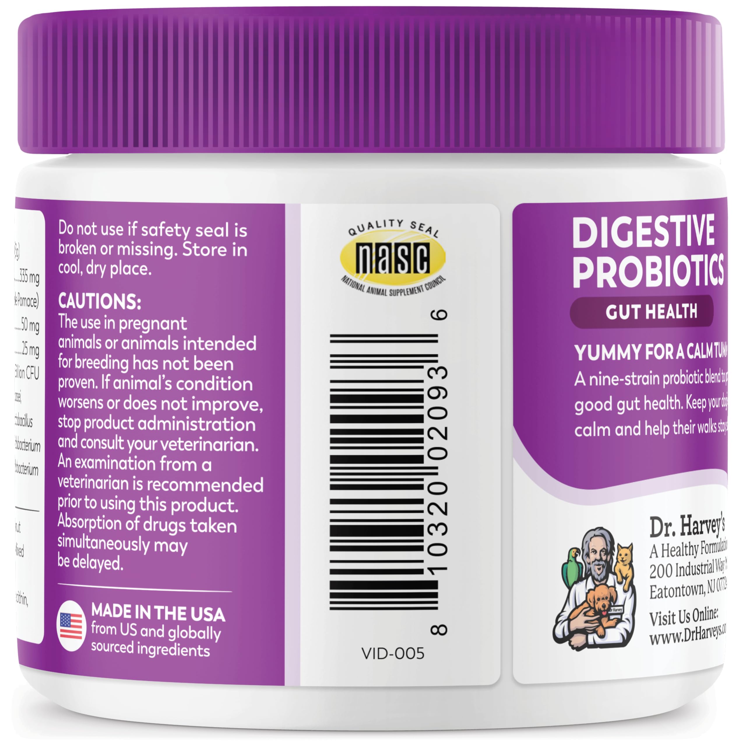 Dr. Harvey's Probiotic chews include digestive enzymes for smoother meals.