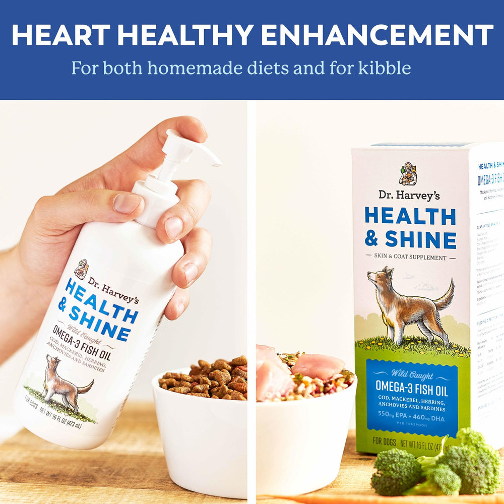 Dr. Harvey’s Health & Shine omega-3 ingredients label shows EPA and DHA levels.