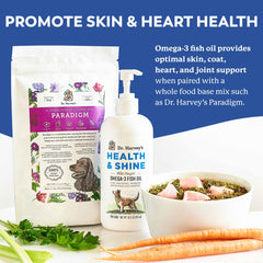 Dr. Harvey’s Health & Shine Omega-3 pump enables mess-free dosing for dogs.