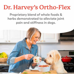 Dr. Harvey's Ortho-Flex ingredients close-up highlighting an all-natural hip and joint blend.