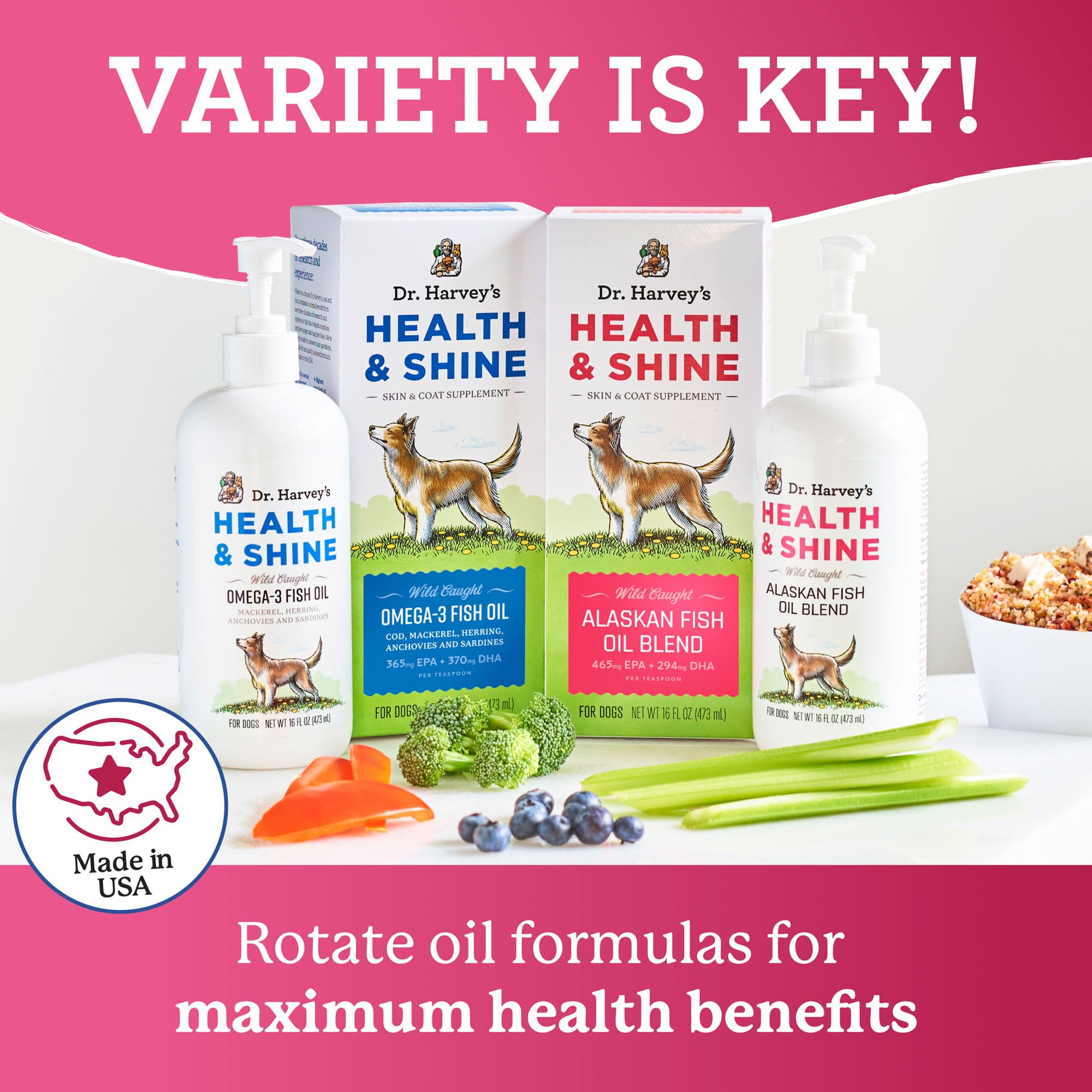 Dr. Harvey's purified odorless fish oil reduces fishy odor for dogs