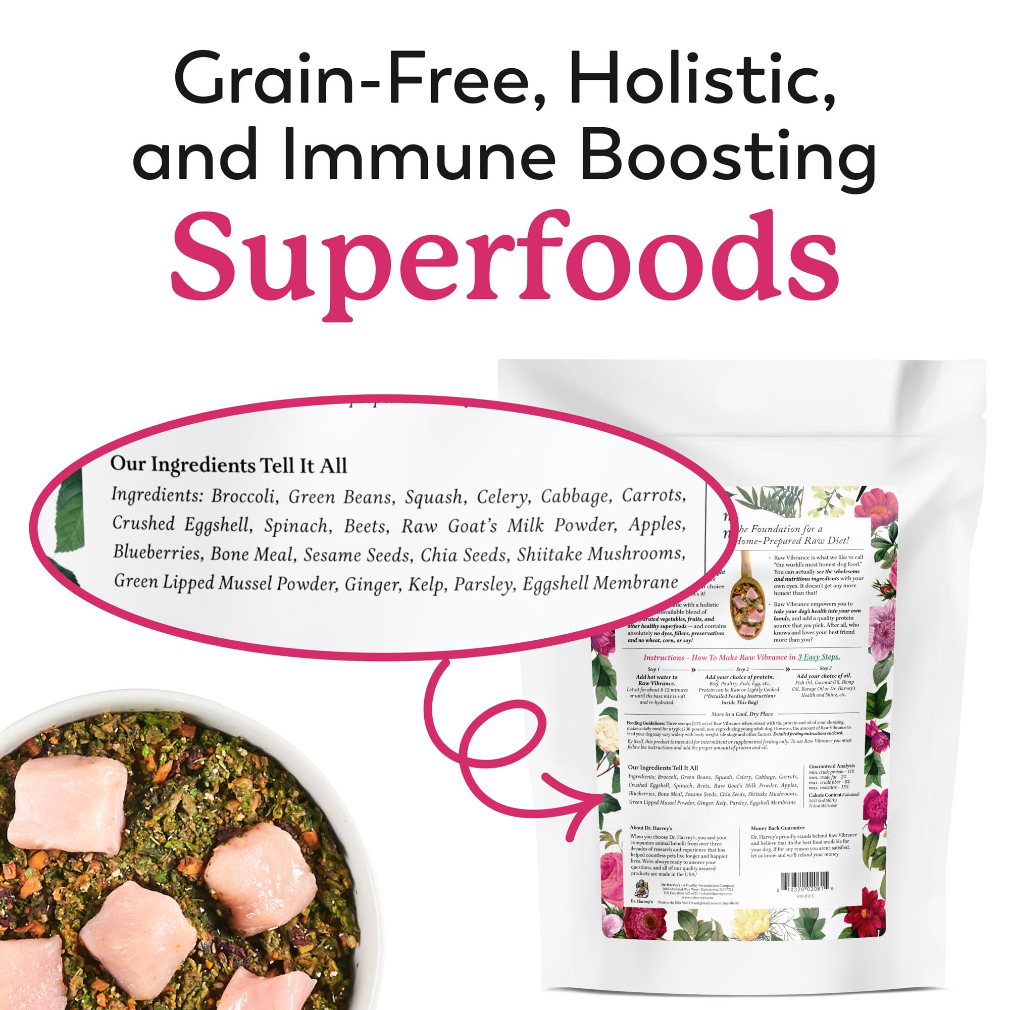 Dr. Harvey's Raw Vibrance eggshell membrane — calcium-rich boost for meals.