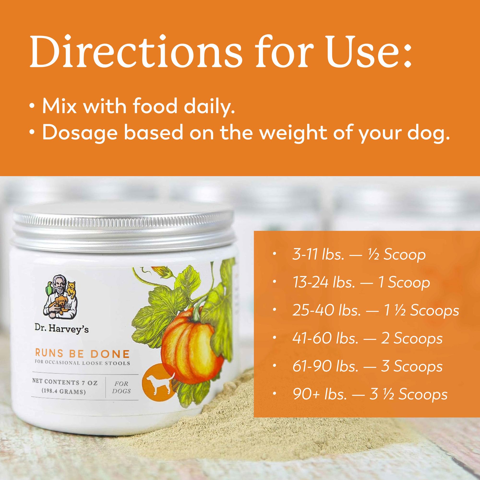Measuring spoon with Dr. Harvey's Runs Be Done for accurate dosing