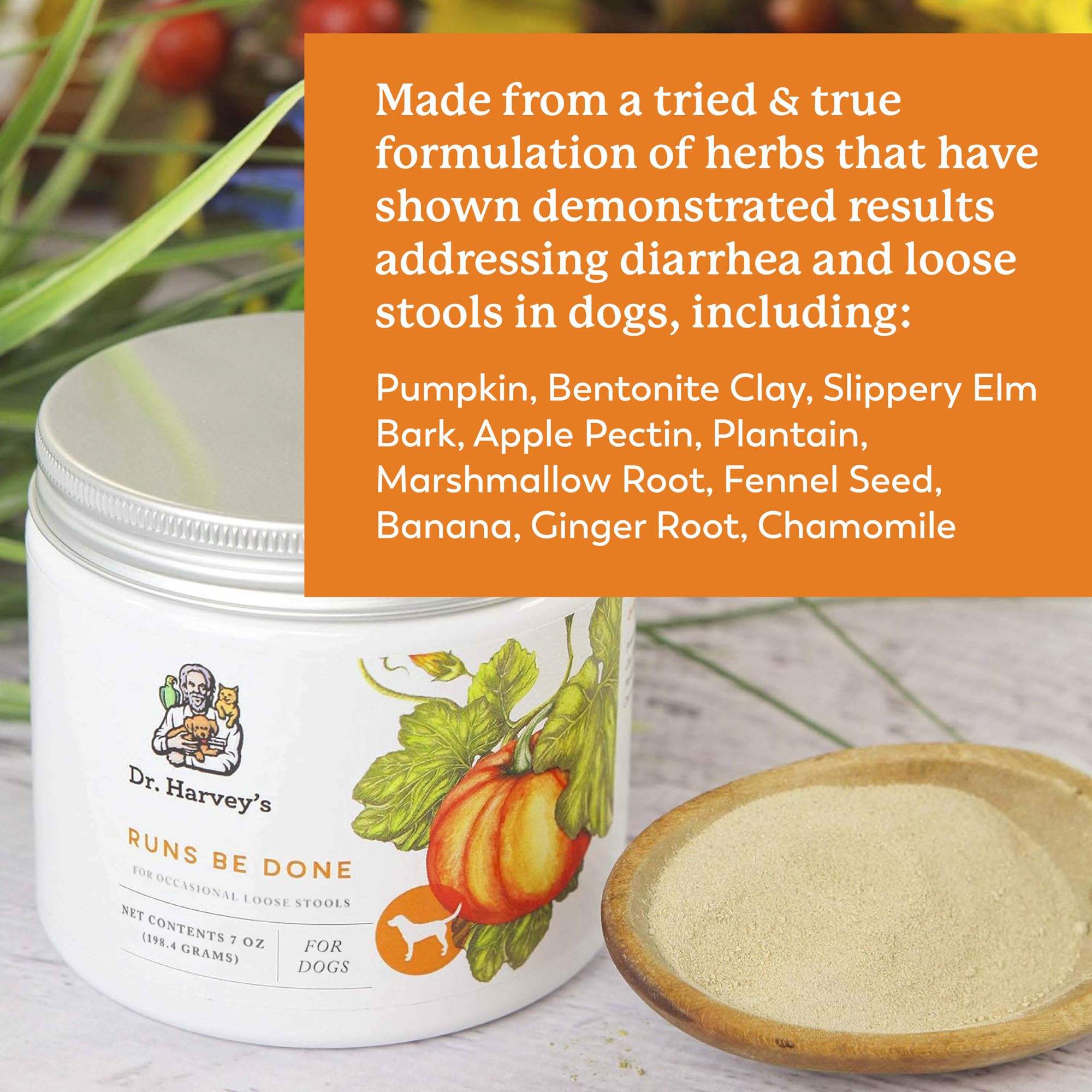 Dr. Harvey's Runs Be Done pumpkin and clay mix for gentle gut balance
