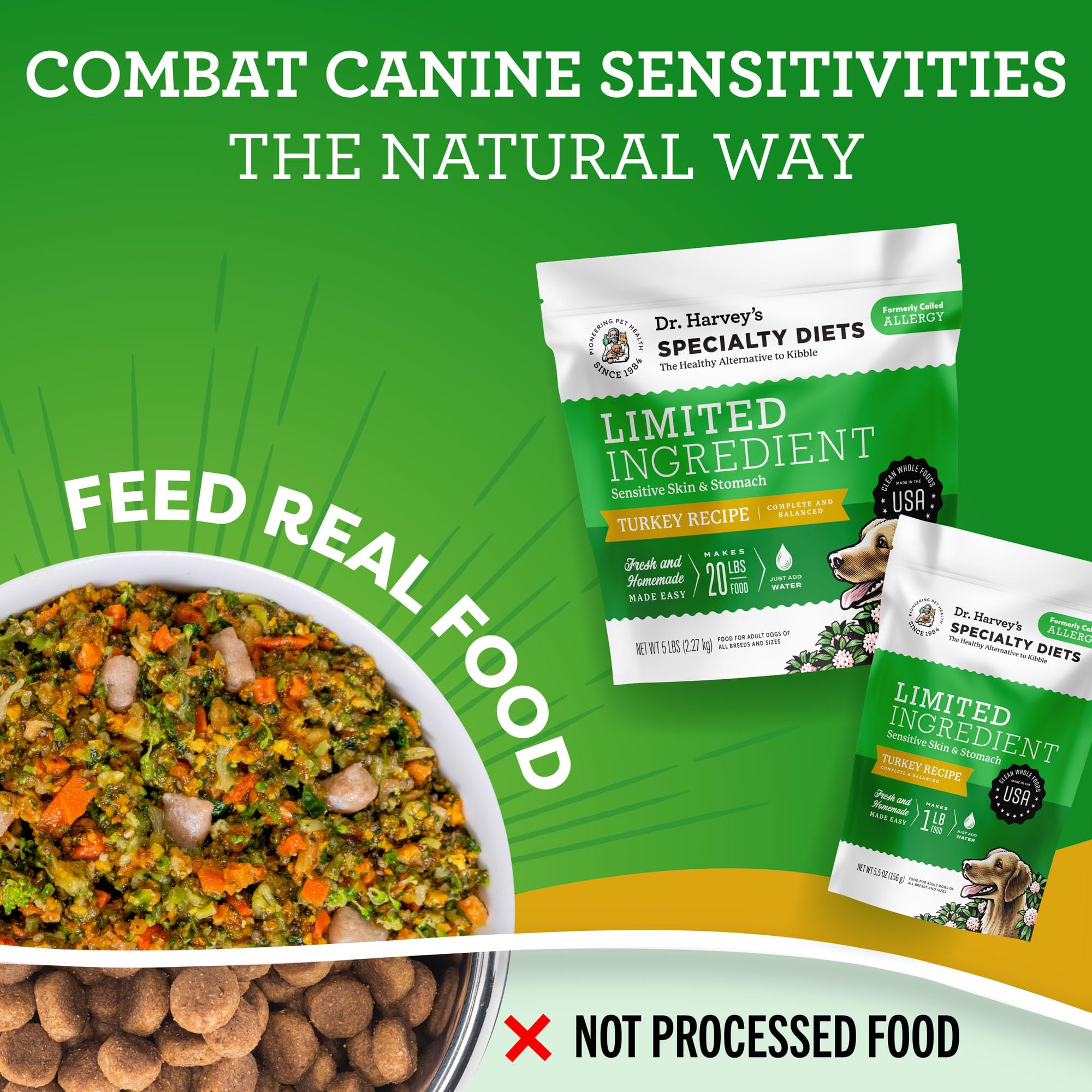 5-pound bag label highlights human-grade, no fillers.