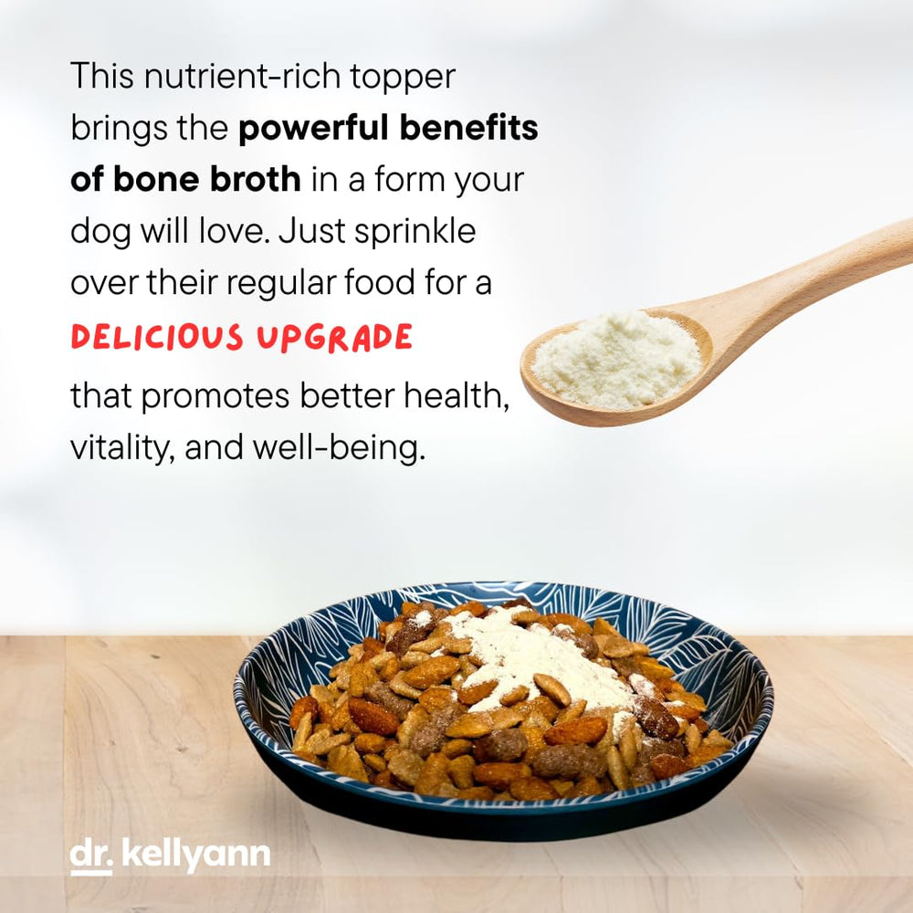 Dr. Kellyann bone broth topper served as grain-free recipe for gentle digestion