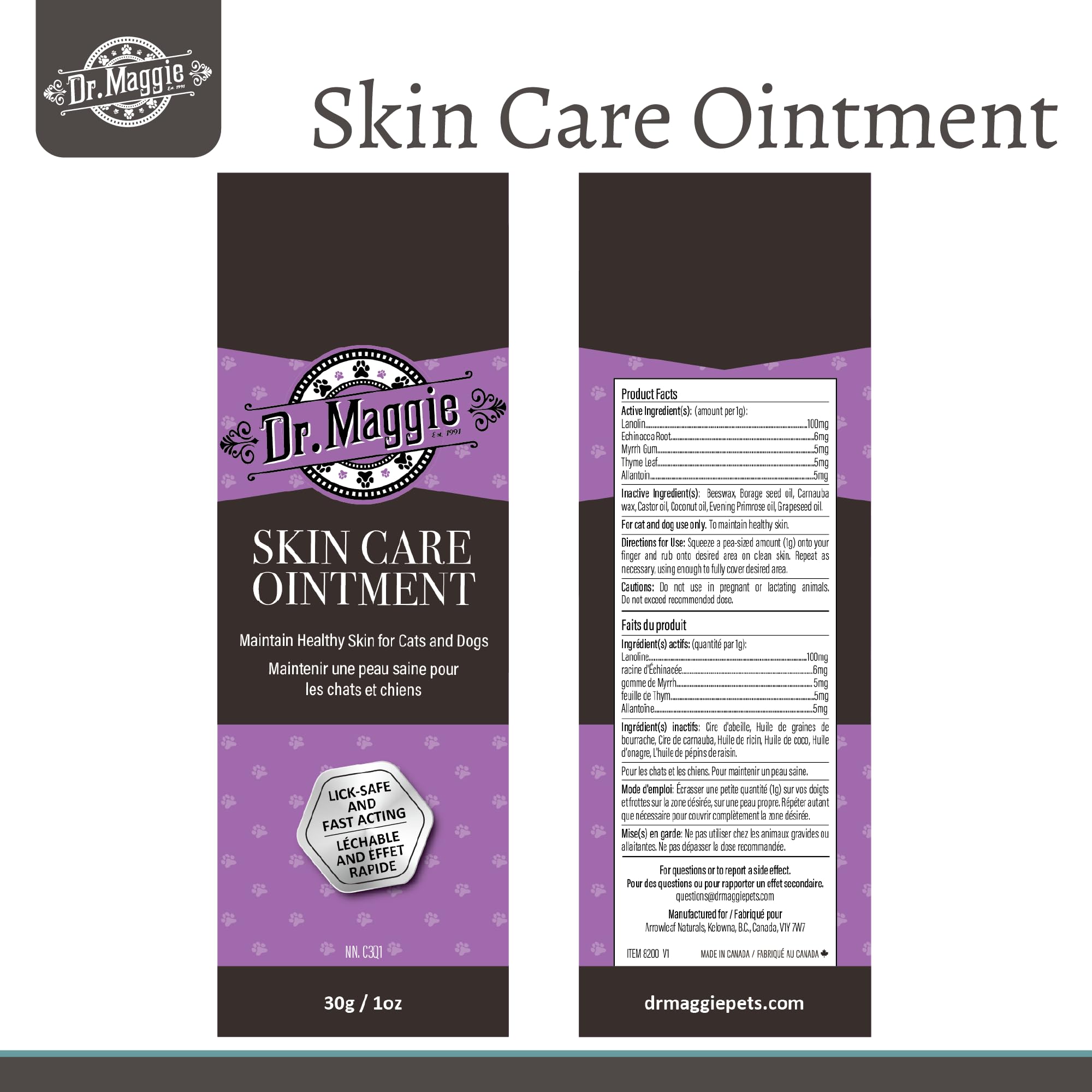 Dr. Maggie Ointment featuring thyme and echinacea ingredients for skin nourishment