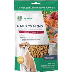 Dr. Marty Nature's Blend Puppies packaging shows premium meats and veggies for immune support