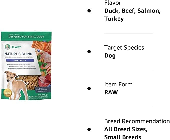 Dr. Marty Nature's Blend bite-sized servings ideal for small breeds and simple daily feeding.