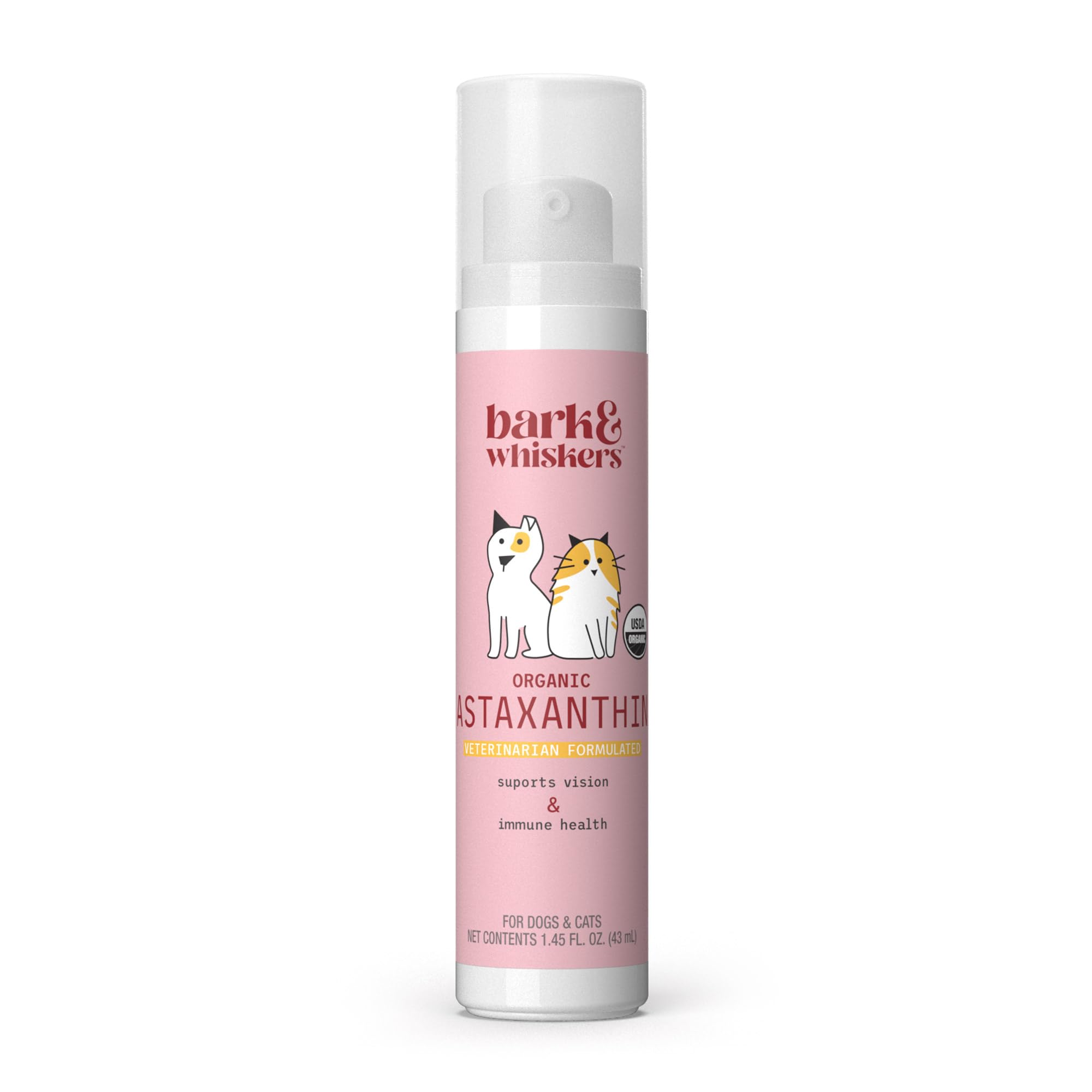 Dr. Mercola astaxanthin liquid pump bottle for pets supports antioxidant wellness.