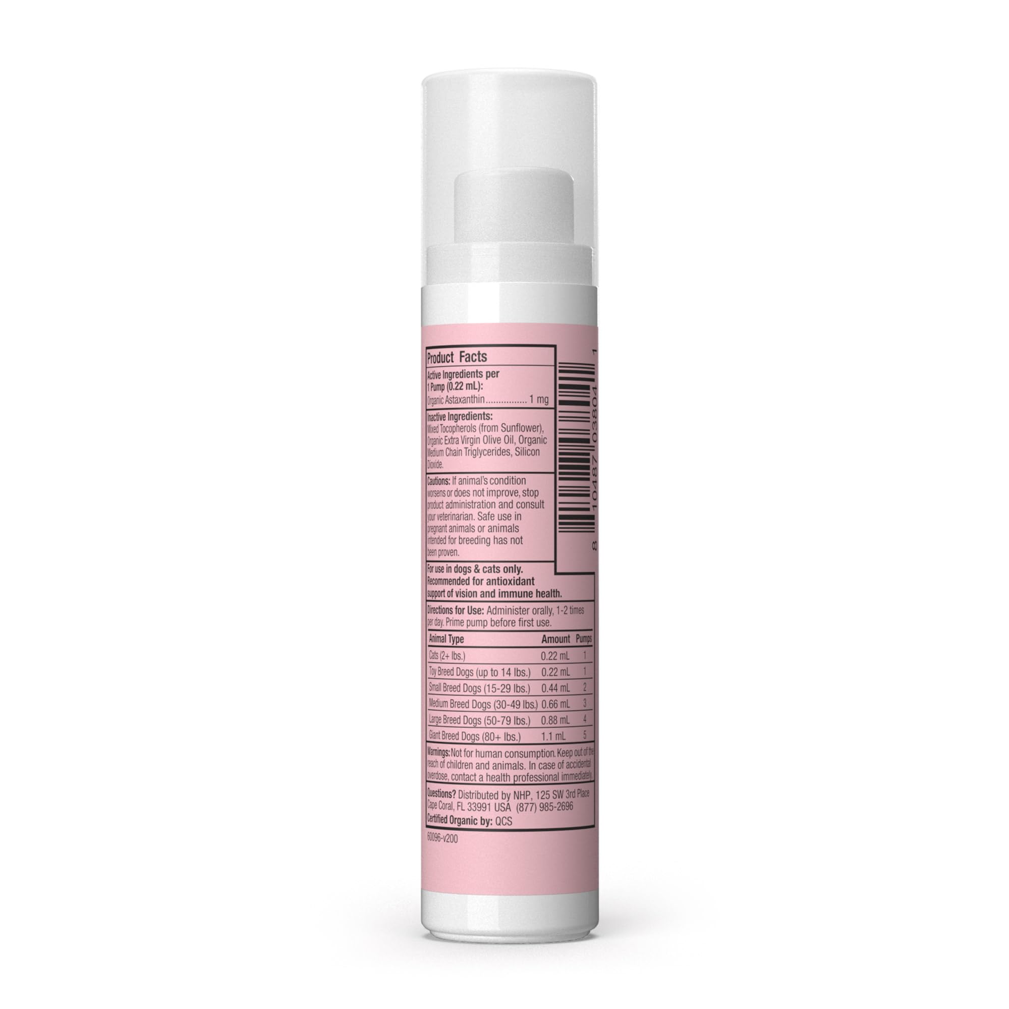 Dr. Mercola astaxanthin liquid pump dosing for cats and dogs simplifies daily care.