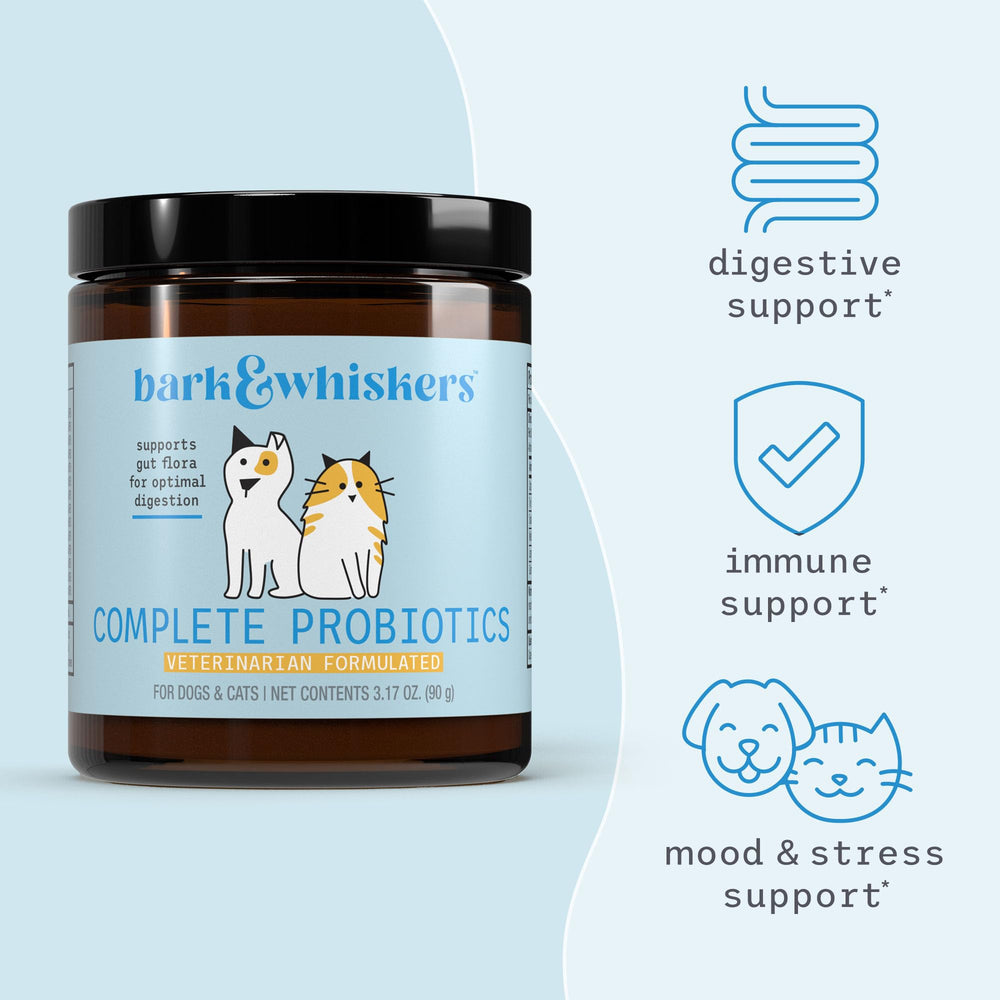 Dr. Mercola Bark & Whiskers label shows 38B CFU from 14 strains for gut health.