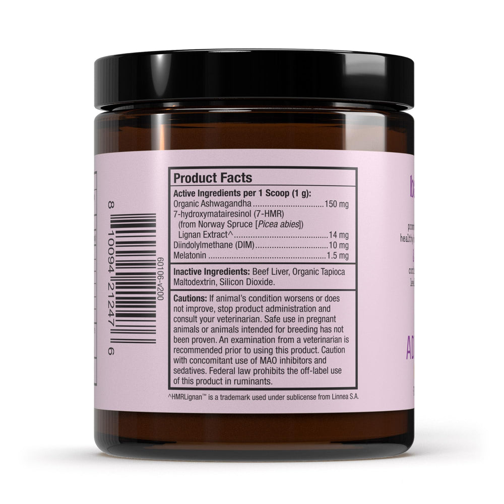 Dr. Mercola Bark & Whiskers Adrenal Support scoop enables precise dosing for dogs and cats.