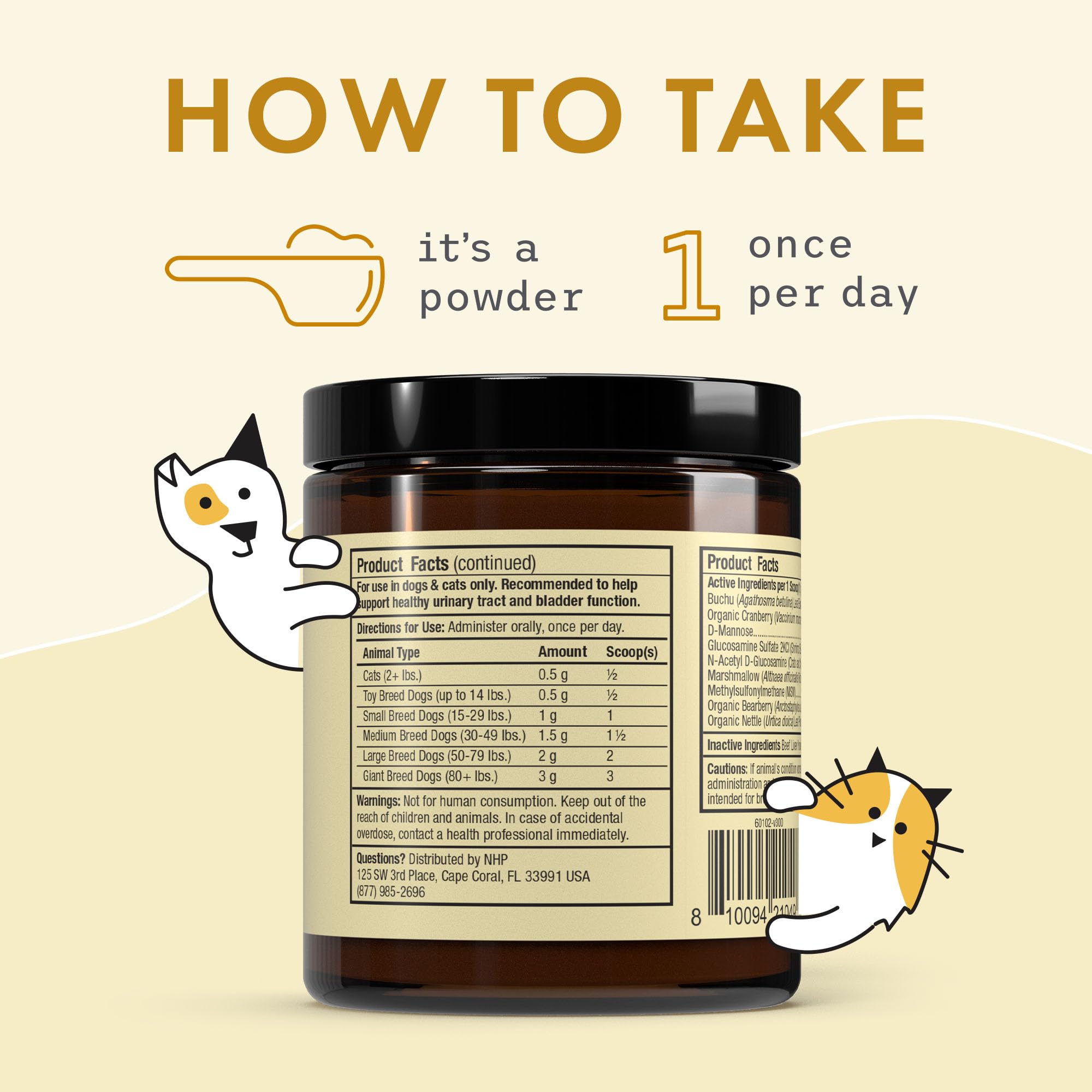 Dr. Mercola Bark & Whiskers ingredients chart highlights nettle, marshmallow, buchu leaf.
