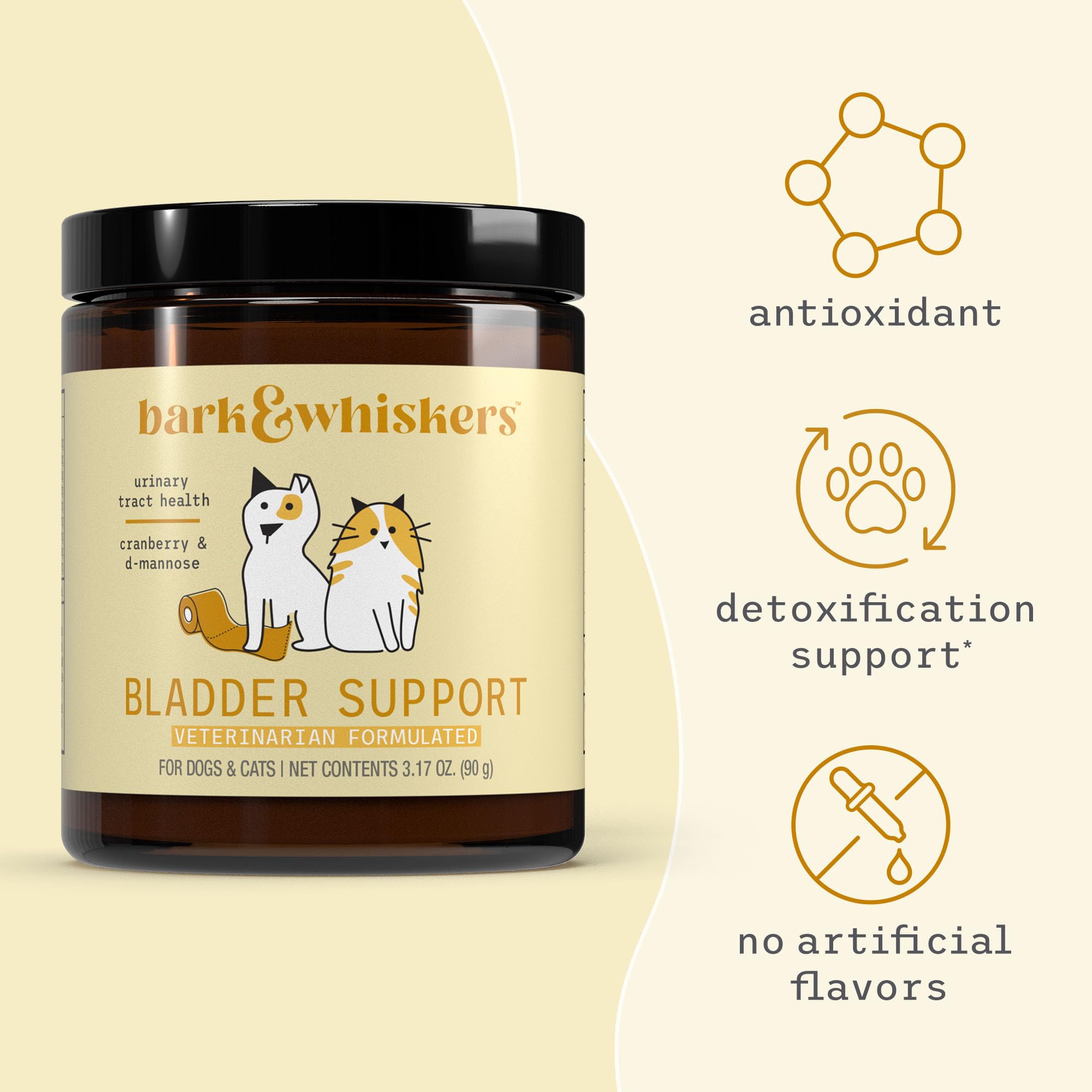 Dr. Mercola Bark & Whiskers bladder support packaging box shown.