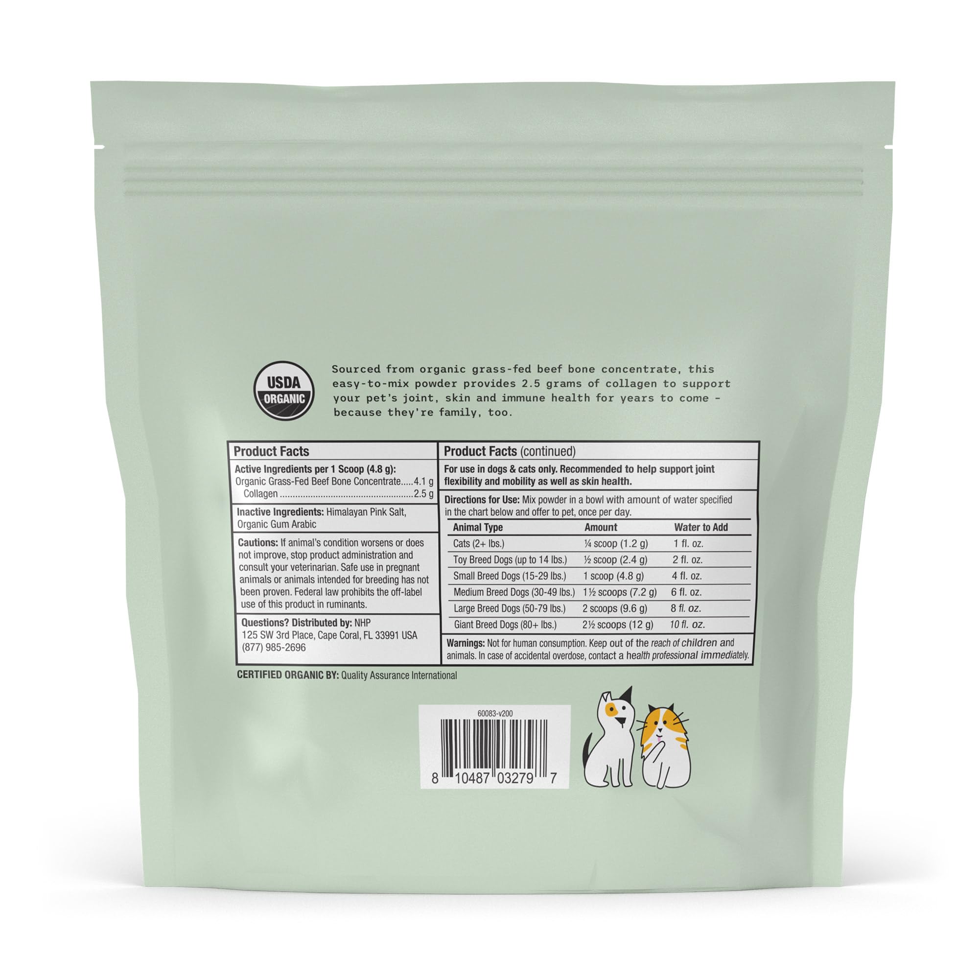 Dr. Mercola Bark & Whiskers collagen being poured into water for easy mix