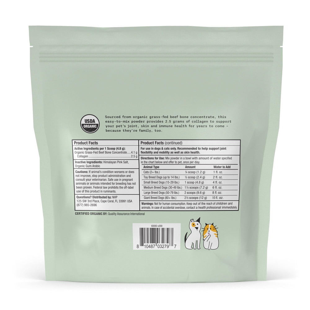 Dr. Mercola Bark & Whiskers collagen being poured into water for easy mix