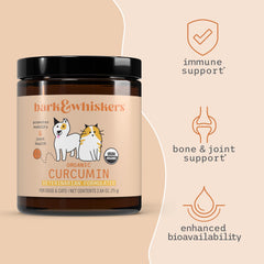Dr. Mercola Bark & Whiskers curcumin colloidal suspension enhances bioavailability per dose.