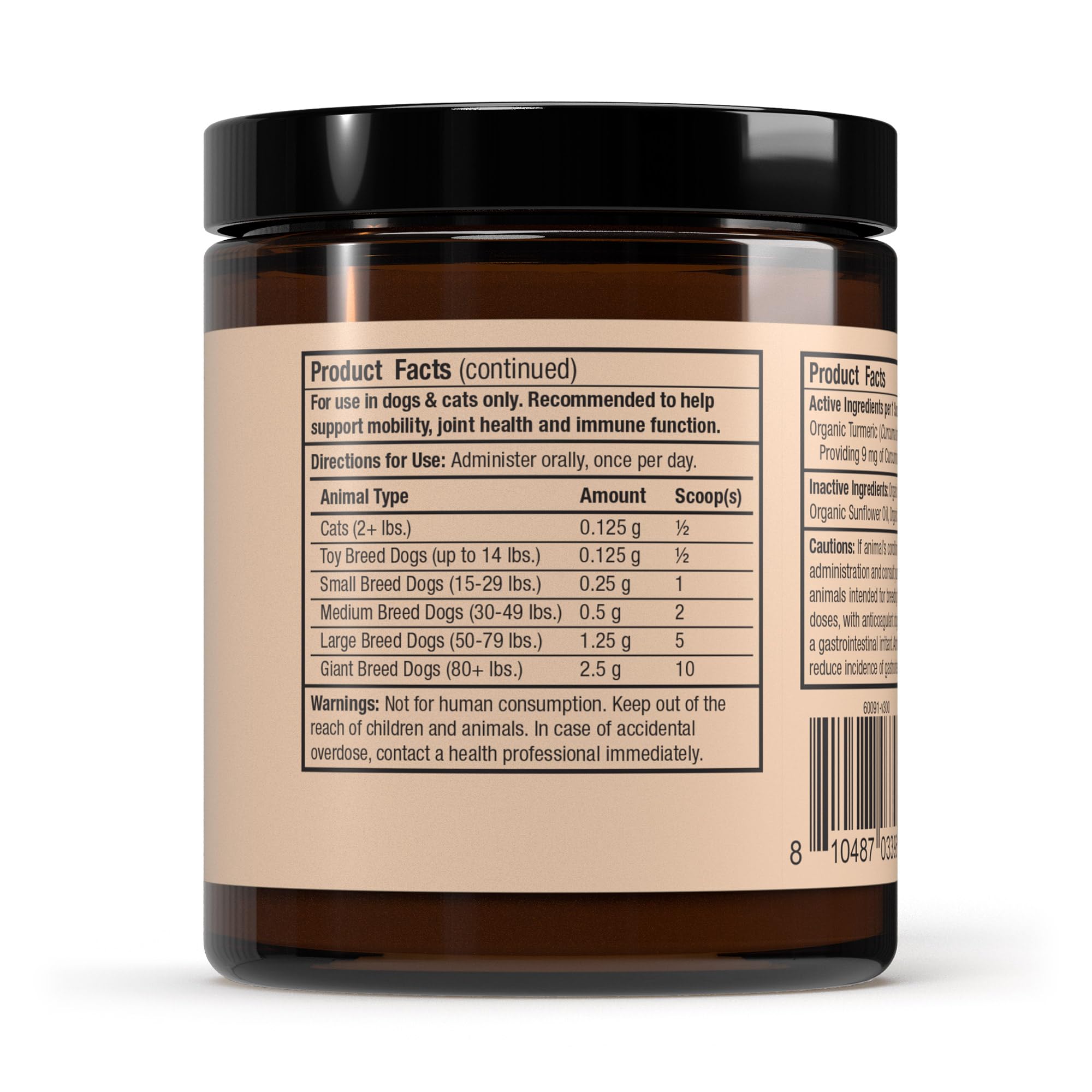 Dr. Mercola Bark & Whiskers curcumin micronized particles boost absorption for pets.