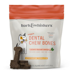 Dr. Mercola Bark & Whiskers packaging highlights vet-formulated dental care.