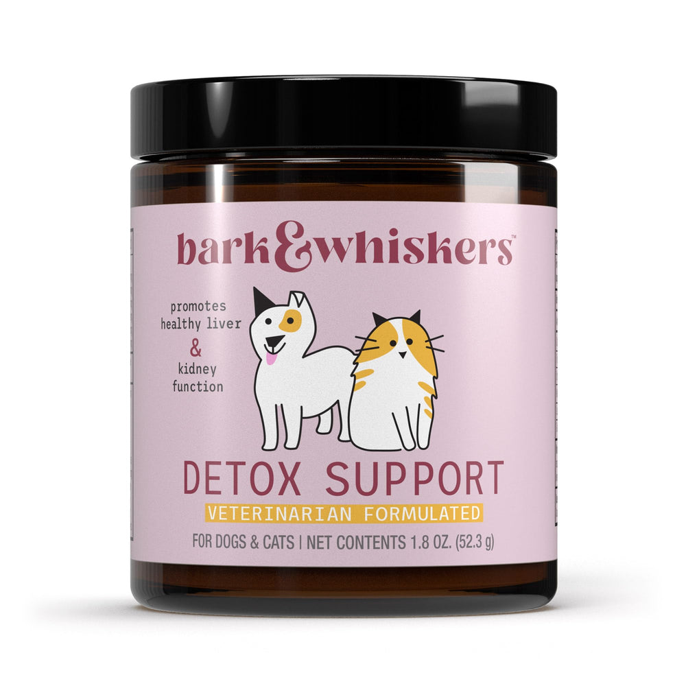 Dr. Mercola Bark & Whiskers Detox bottle front for pets' liver support