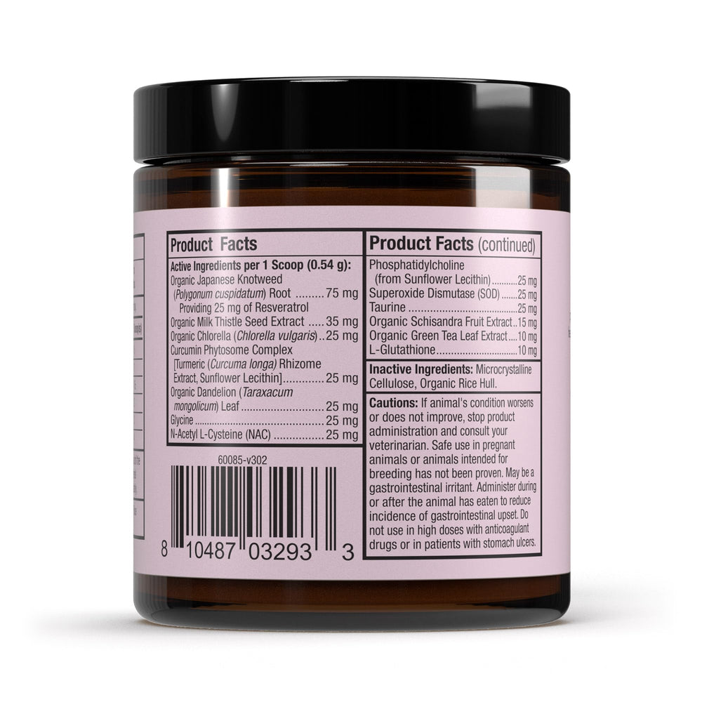 Dr. Mercola Bark & Whiskers Detox bottle pour for easy daily dosing