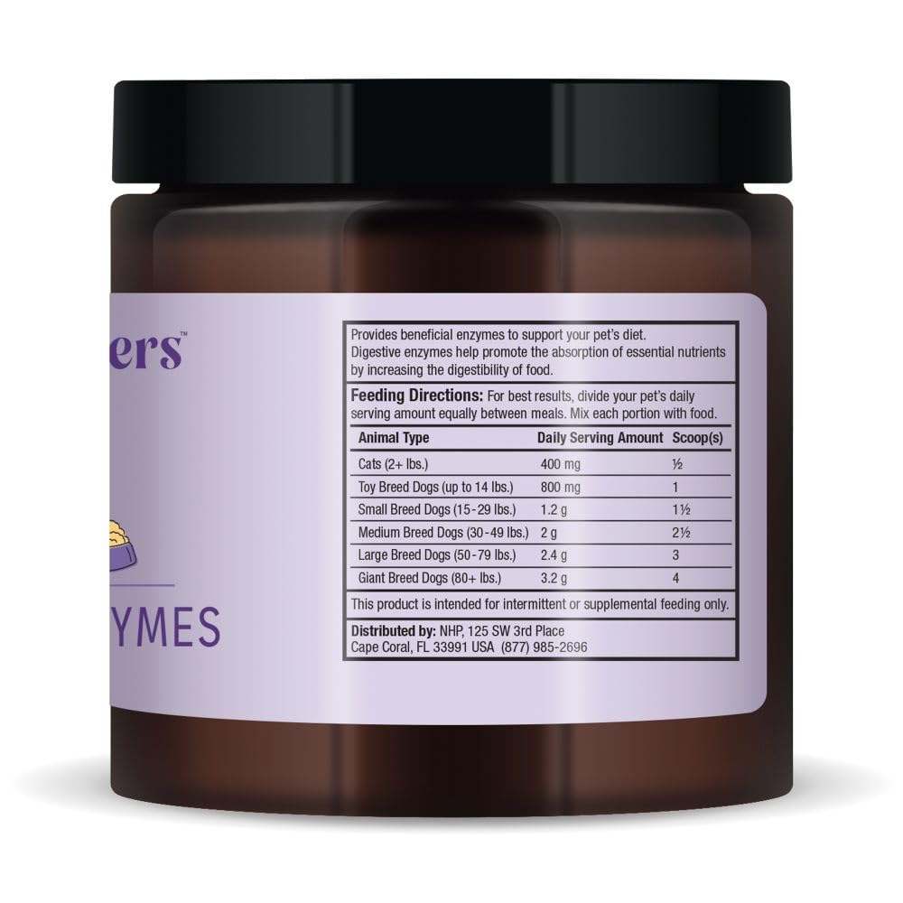 Dr Mercola Bark & Whiskers digestive enzymes dog-cat-serving for easier kibble digestion.