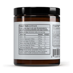 Closeup of Dr Mercola Bark & Whiskers glandular blend highlighting hormone-free organ support
