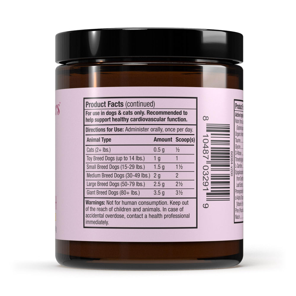 Dr. Mercola Bark & Whiskers cheddar cheese flavor appeals to pets during heart-health routines.