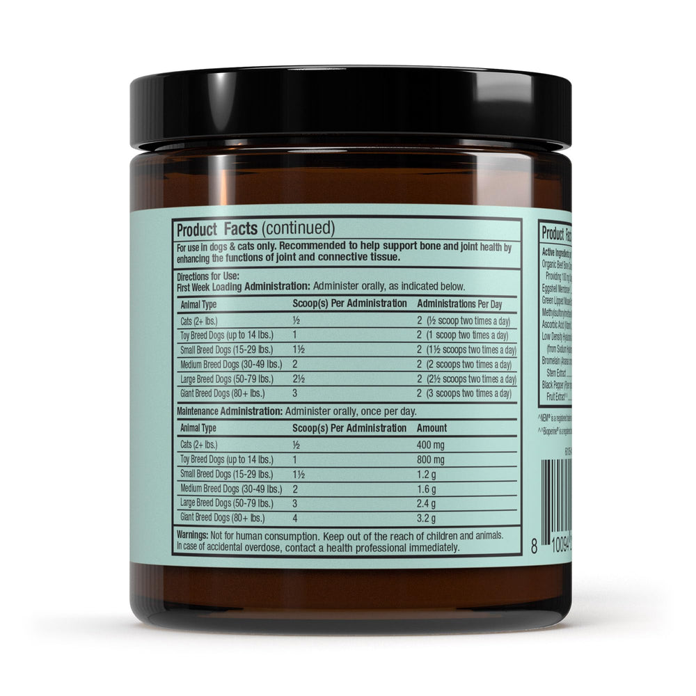 Dr. Mercola Bark & Whiskers NEM eggshell membrane visual for joint comfort benefits.