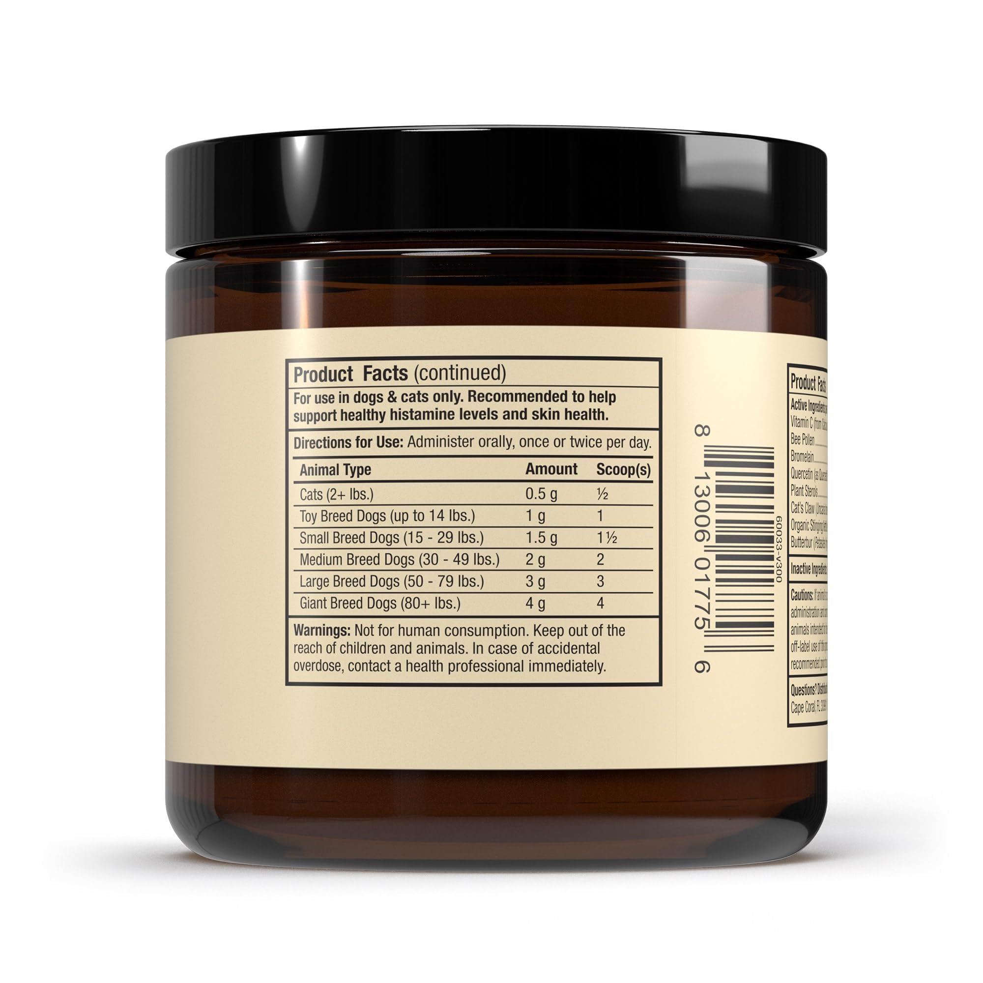 Beef liver flavor of Bark & Whiskers Seasonal Support appealing to pets during daily dosing
