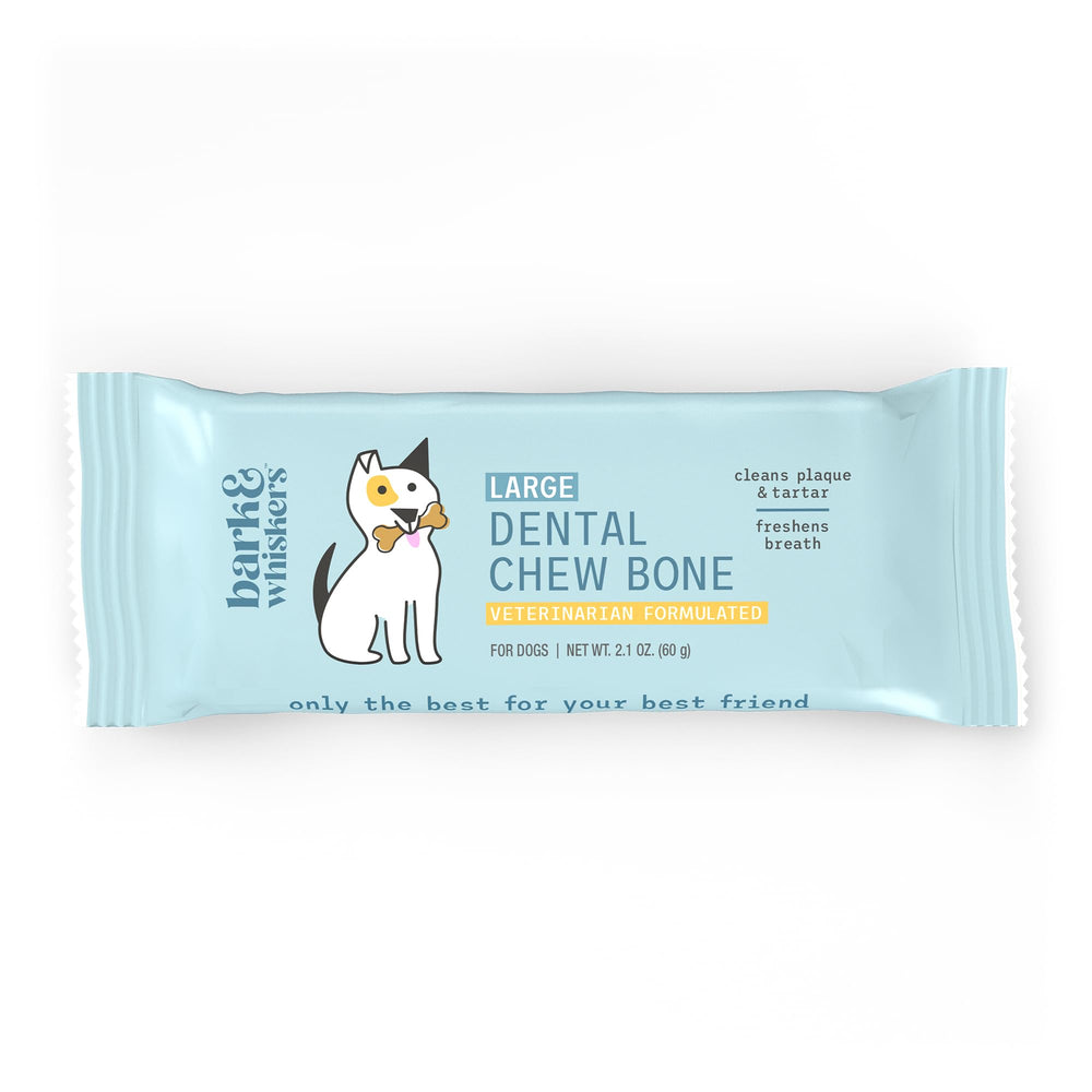 Dog chews Dr Mercola Dental Chew Bones during playtime