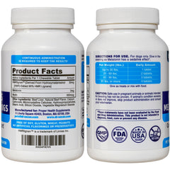 Dr Oscar HMR lignans melatonin dog chews highlighting 3in1 formula benefits.