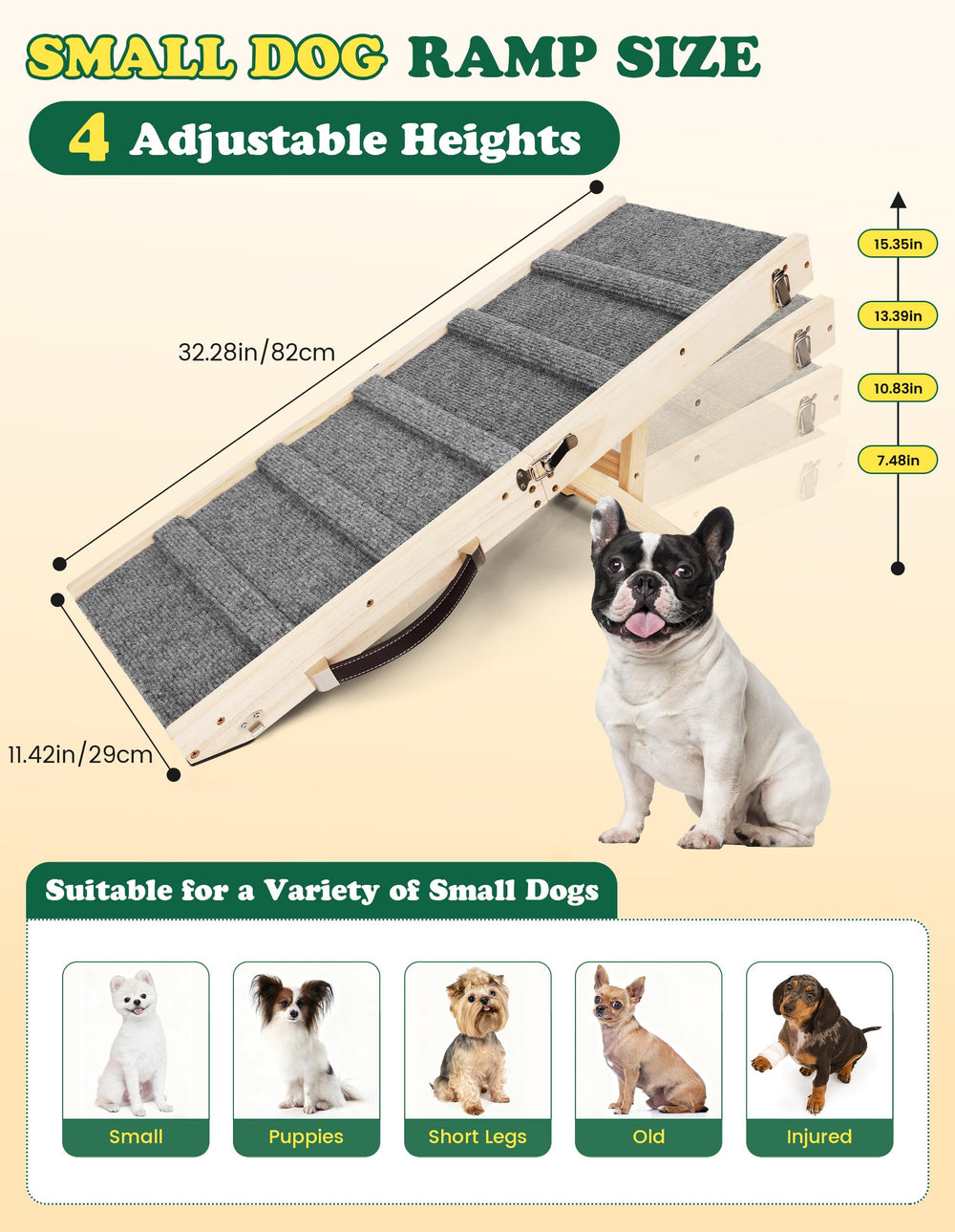 Drakthos dog ramp side view highlights sturdy wood and non-slip grip.