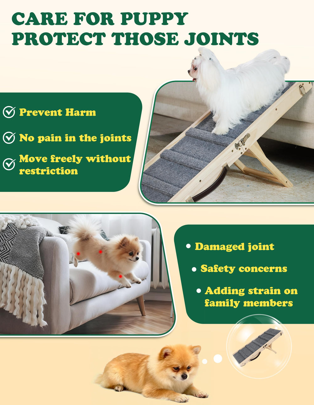 Drakthos dog ramp wood construction emphasizes durable pine and smooth finish.