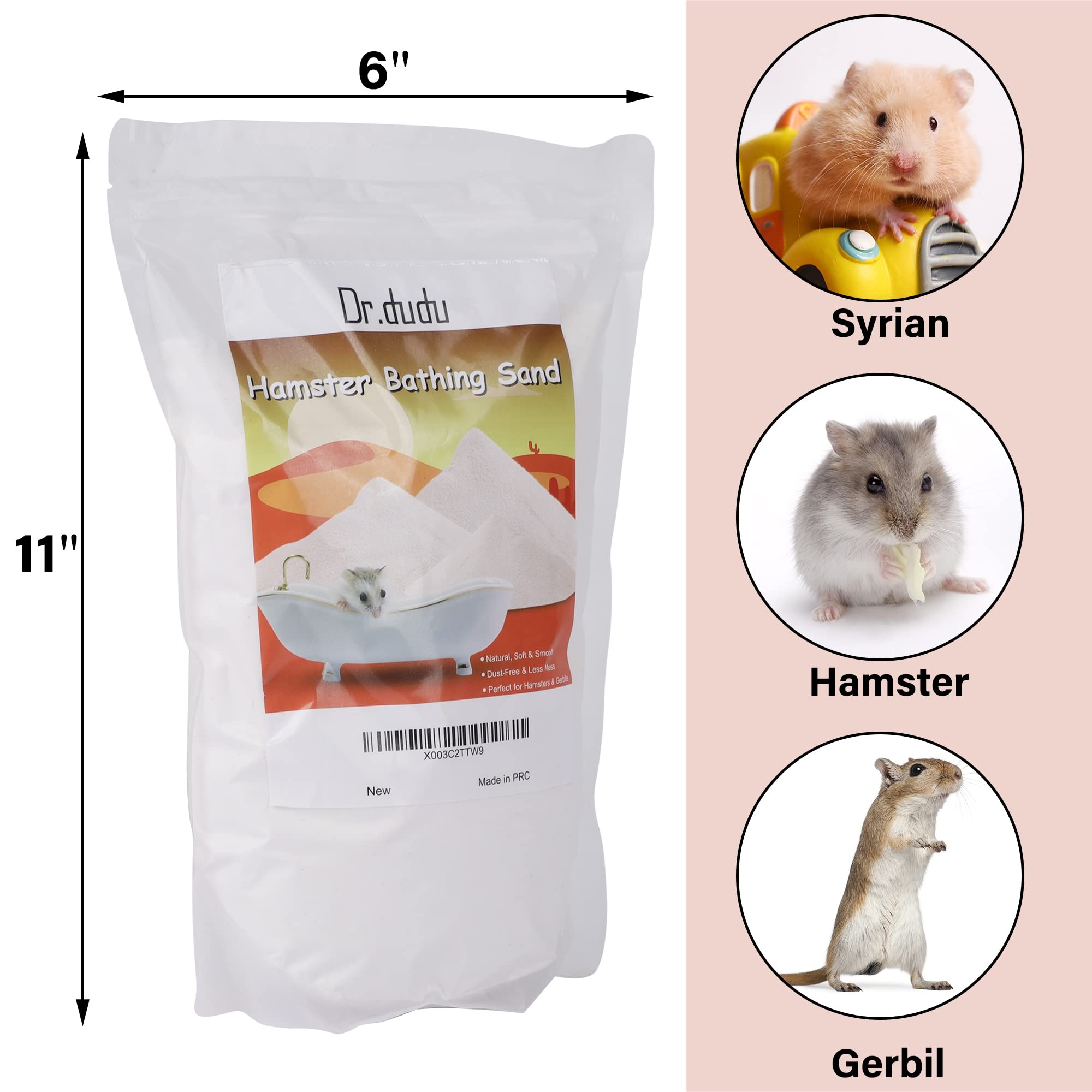 DR.DUDU dust-free desert sand for small pets keeps baths clean